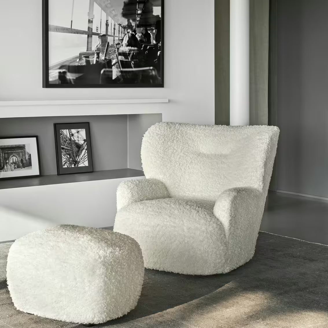 Pouf Gervasoni Loll 08 tissu polar bear Gervasoni
