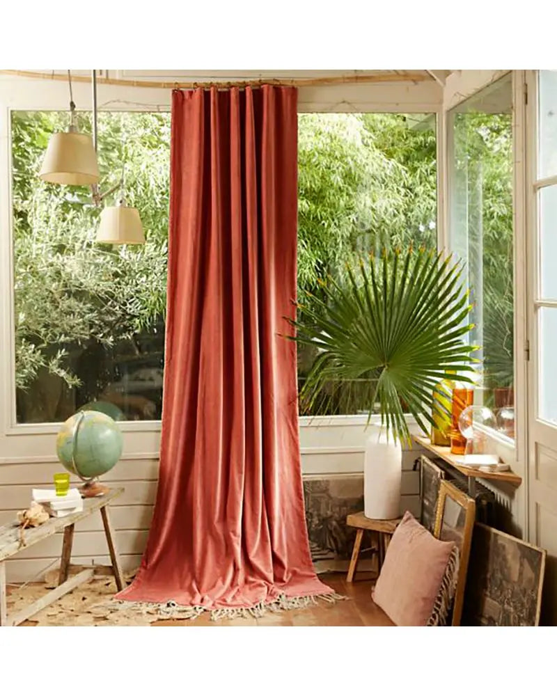 Rideaux Boho Velours de Coton en fil d'indienne