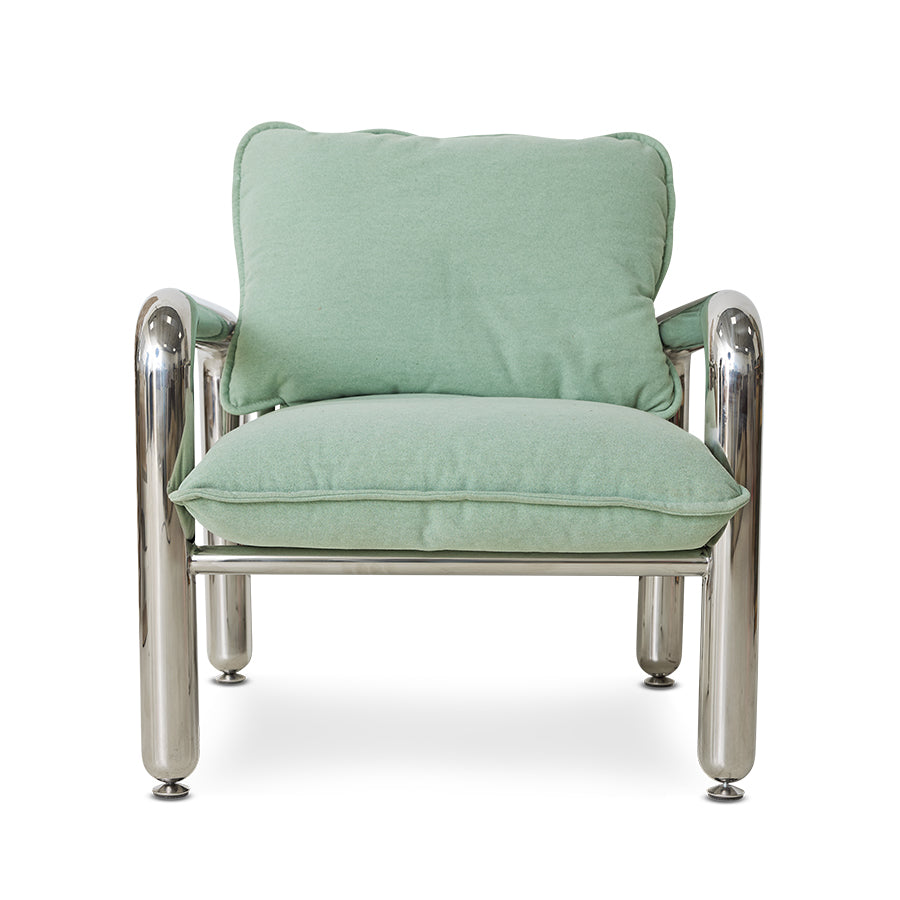 Chaise Lounge Chrome Canvas Mint - HK Living