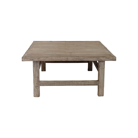 Table Basse Carrée en Bois Ancien - Meuble Salon Vintage Authentique