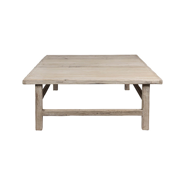 Table Basse Carrée en Bois Ancien - Meuble Salon Vintage Authentique