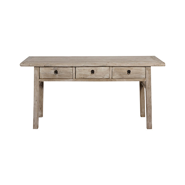 Table Console 3 Tiroirs en Bois Ancien - Meuble d'Entrée Vintage