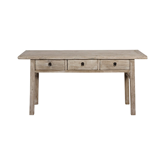 Table Console 3 Tiroirs en Bois Ancien - Meuble d'Entrée Vintage