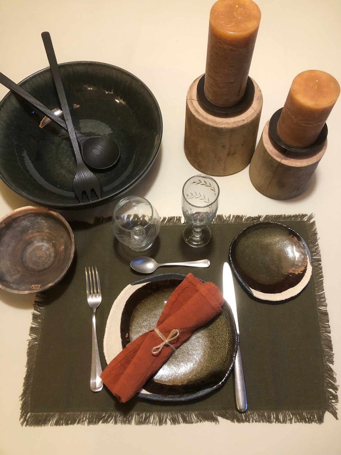 Serviettes de table en lin " Chataigne "