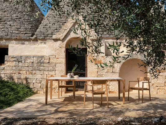 Table extérieur Volta cadre Teck et plateau céramique - Amsterdam Déco