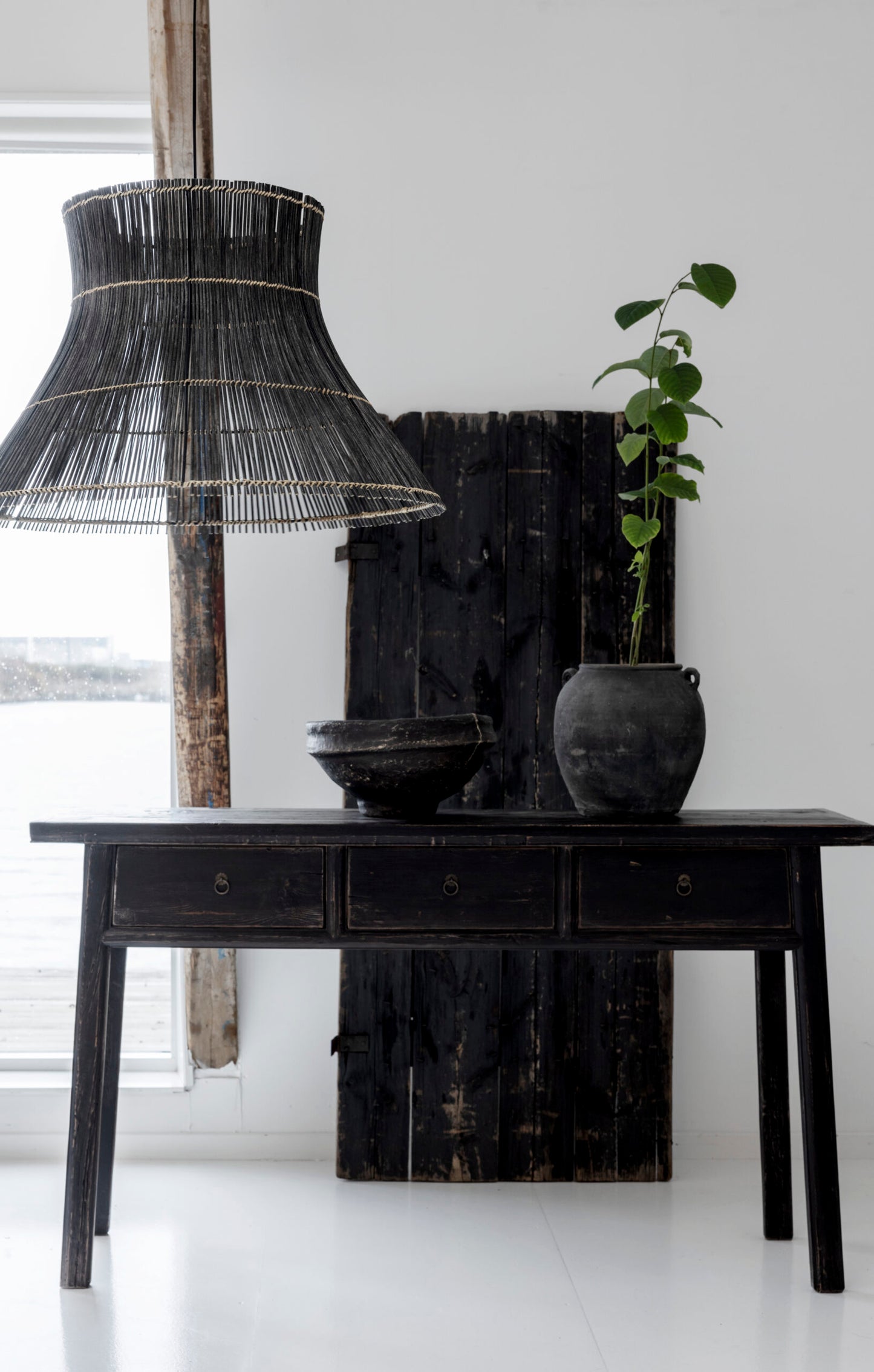 Console vintage 3 tiroirs noire