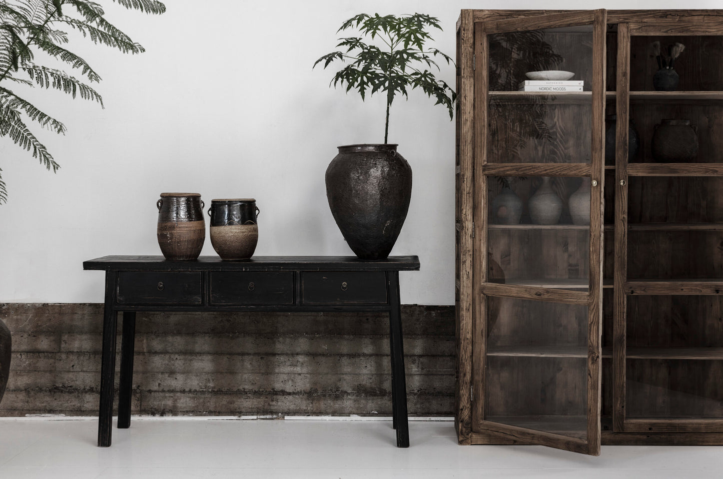 Console vintage 3 tiroirs noire