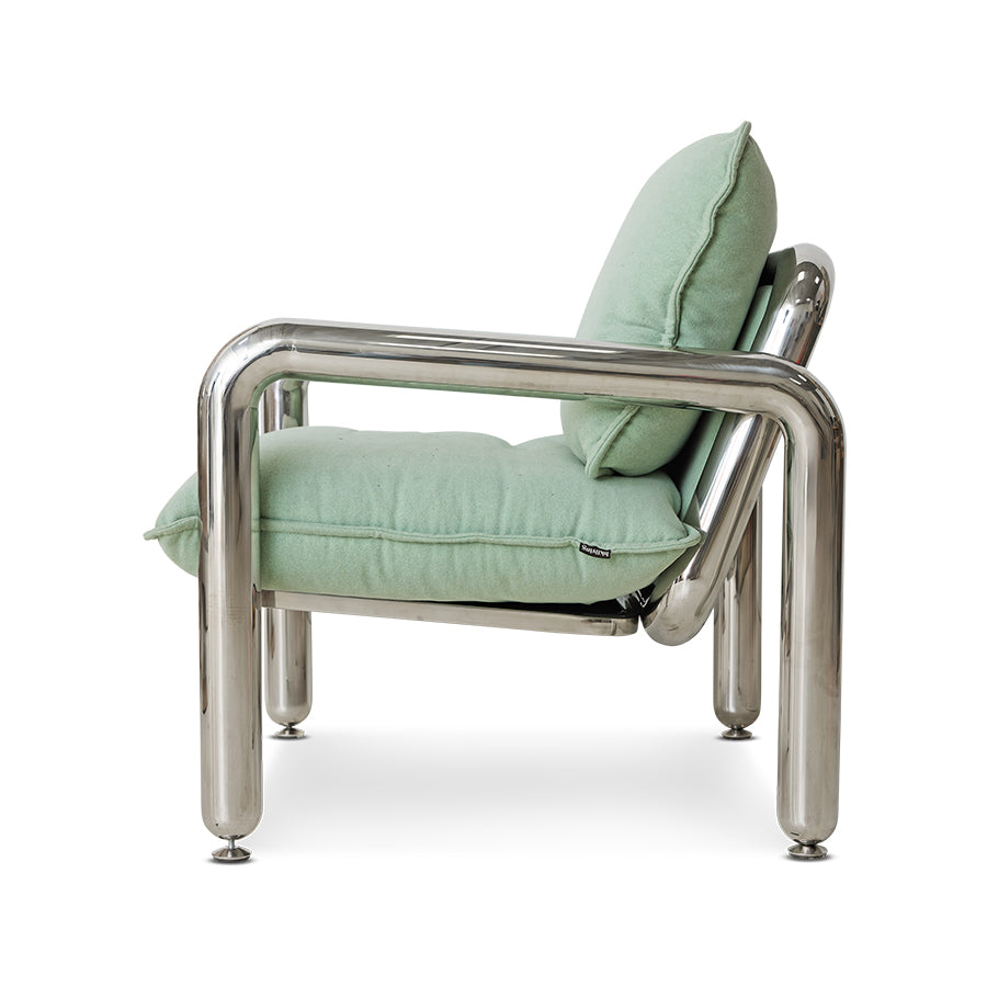 Chaise Lounge Chrome Canvas Mint - HK Living