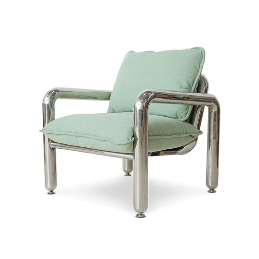 Chaise Lounge Chrome Canvas Mint - HK Living