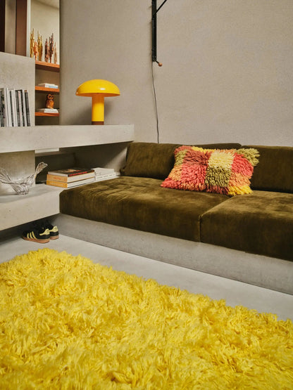 tapis fluffy jaune - Amsterdam Déco