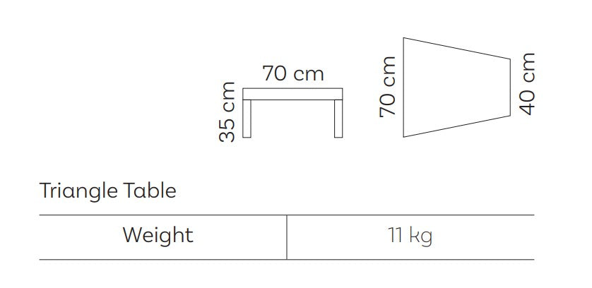 DOTTY Table Triangle en Teck Roolf Living Roolf Living